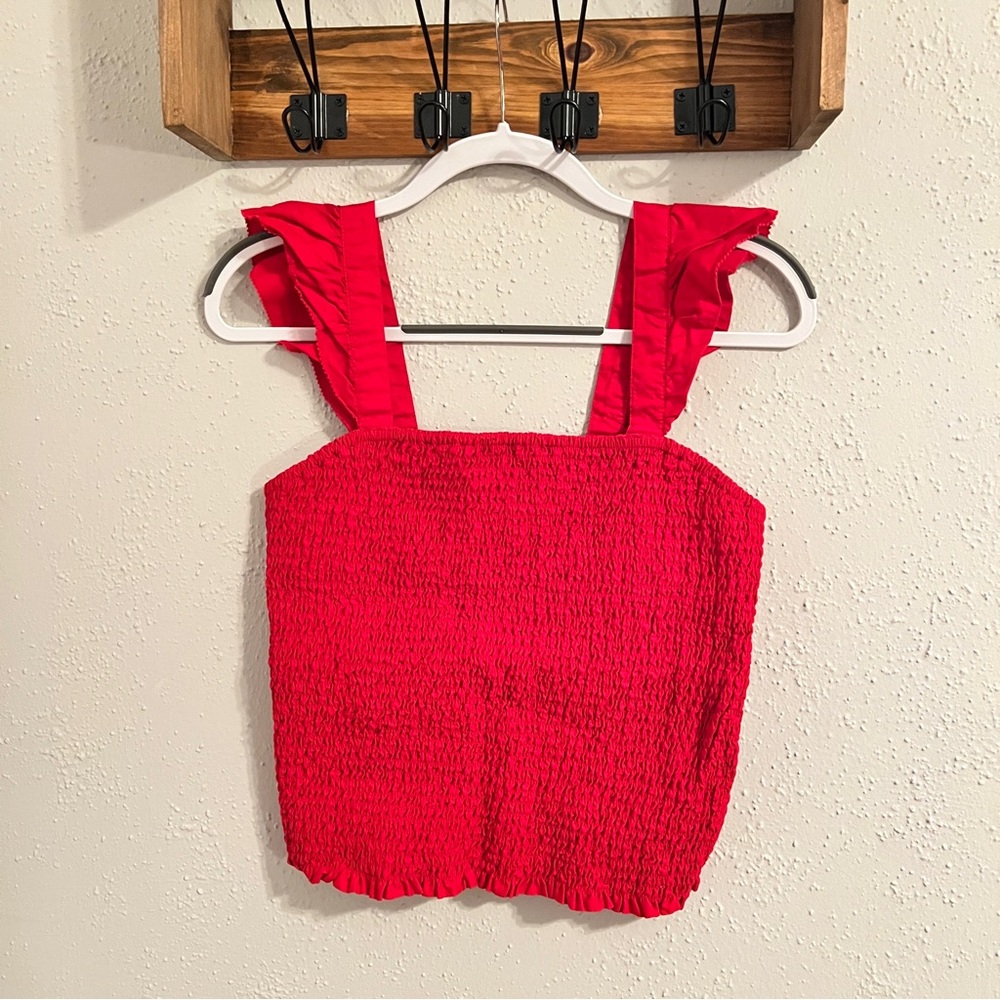 Old Navy Vibrant Red Smocked Top